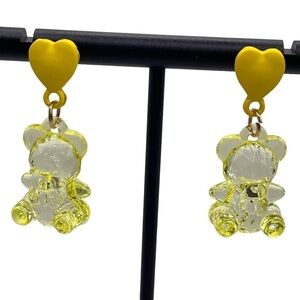 Teddy Bear yellow heart earrings New